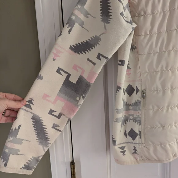 Ralph Lauren Aztec Western Preppy puffer Jacket pink and gray size L athleisure - Picture 2 of 9